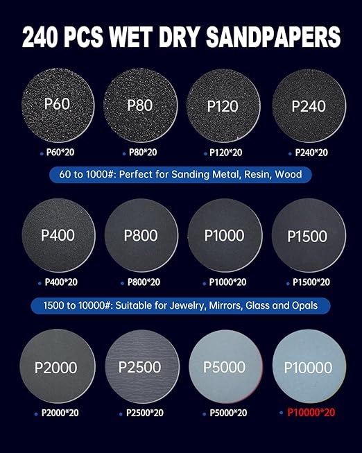 268 PCS 1 Inch Wet Dry Sanding Discs and Drums for Dremel Sanding Bits, Hook and Loop Sandpaper 60-10000 Grit for Dremel Rotary Tool Accessories, Micromesh Pads Polishing Kit for Resin Wood Jewelry
