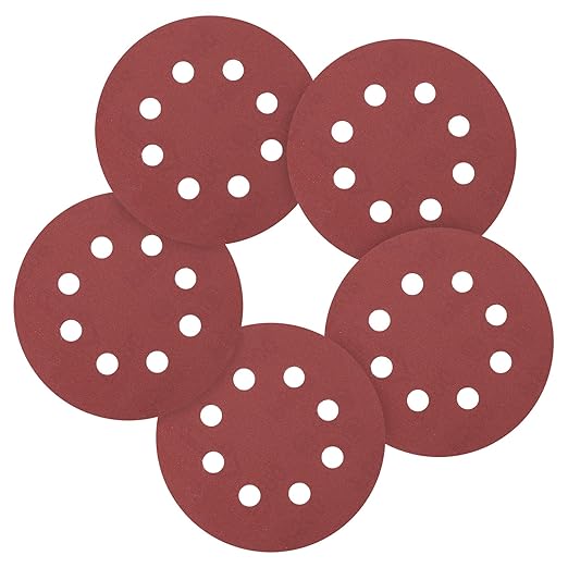 90 Pack 5 Inch Sanding Disc 600 Grit 8 Hole Round Hook and Loop Sandpapers Fit for Orbital Sander Automotive or Cars Repairing, Grinding or Polishing, Red