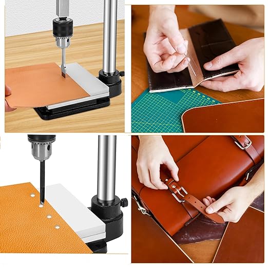 Leather Press Leather Hole Puncher Upgraded Hand Punching Machine for DIY Leather Craft Punching Holes Cutting,Forming Pressing,Install Rivets and Snap Buttons