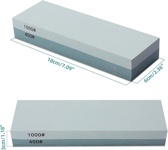 Knife Sharpening Stone 400/1000 Whetstone Sharpening Stone with Non-Slip Rubber Base for Kitchen, Hunting, and Pocket Knives or Blades