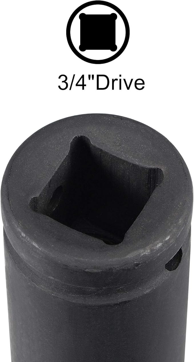 uxcell 3/4-Inch Drive 24mm 12-Point Deep Impact Socket, CR-MO Steel 78mm Length, Metric Sizes