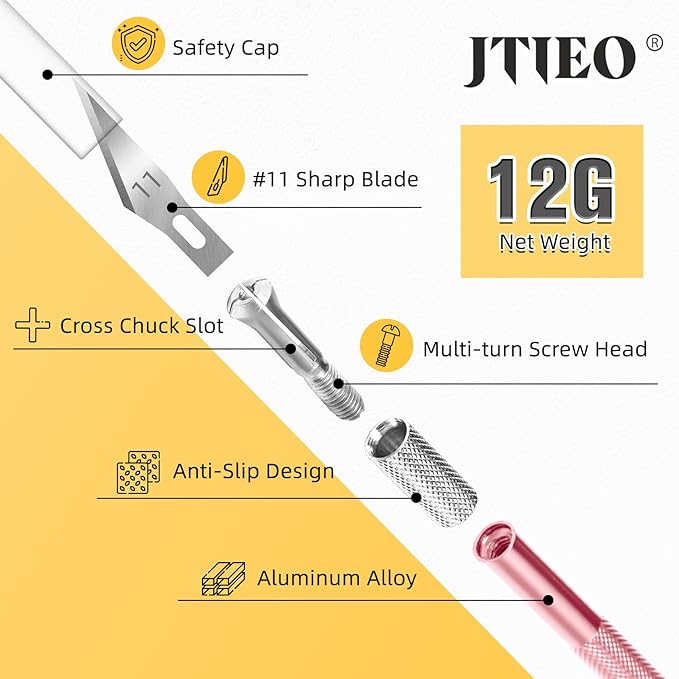 JTIEO Exacto Knife,74 Pack Hobby Knife with 4 Upgrade Sharp Hobby Knives and 70 Spare Exacto Knife Blades for Art,Stencil,Scrapbooking (Pink)