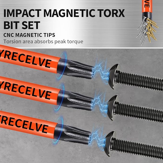 Impact Security Torx Bit Set 6-Inch Long (8-Pack T8-T40), S2 Steel Tamper Proof Star Bits Set, with 1/4'' Hex-Shank, Magnetic and High-Torque, for Automotive, Electronics, DIY