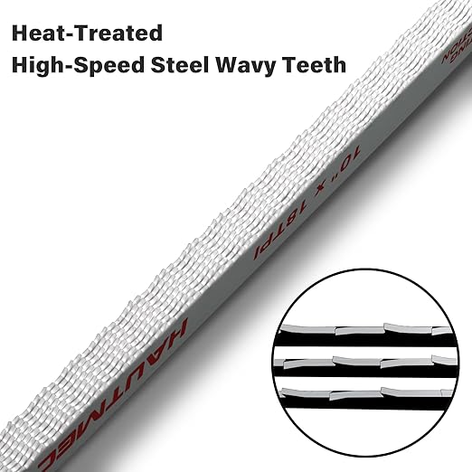 HAUTMEC 10" Hacksaw Blades 32 TPI – 10 Pack Bi-Metal Replacement Blades with High-Speed Steel Teeth and Spring Steel Body, Professional Grade, Fits Most Hacksaw Frames