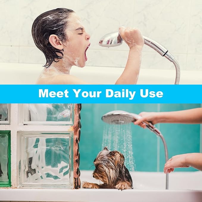118" Shower Hose, Extra Long 304 Stainless Steel Handheld Shower Head Hose Extension/Replacement, Flexible & Durable, G1/2 Universal Insert & Nut