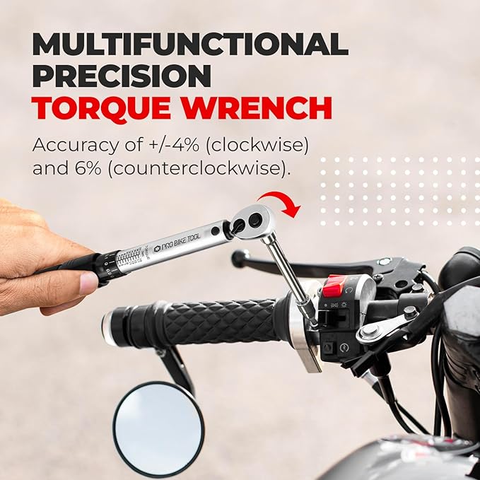 PRO BIKE TOOL Adjustable Torque Wrench Set - High-Precision 1/4 Wrench with 2-20 Nm Range - Complete Bike Tool Kit with Hex, Torx Bits, and Case for Easy Storage