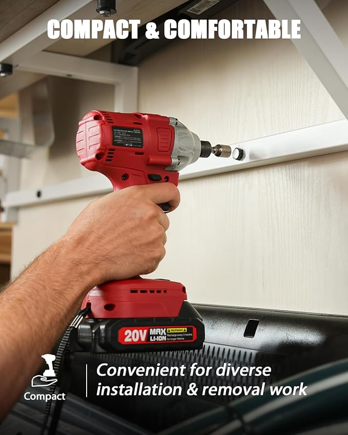AVID POWER Impact Driver Kit, 250N.m. 20V Brushless Impact Driver Set, 2 Variable Speeds, 1/4 Cordless Impact Driver with Brake Stop Function, 4Pcs Sockets & 4Pcs Driver Bits