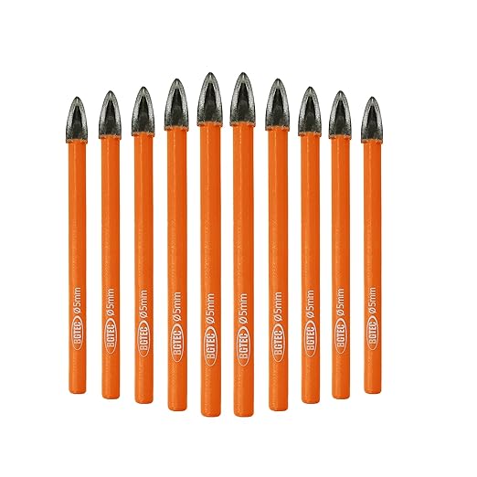 Carbide Tip Drill Bit-BGTEC Wood Drill Bits, 10pcs Round Shank 3/16" Cross Hard Alloy Drill Bits for Wood Plastic Masonry Brick
