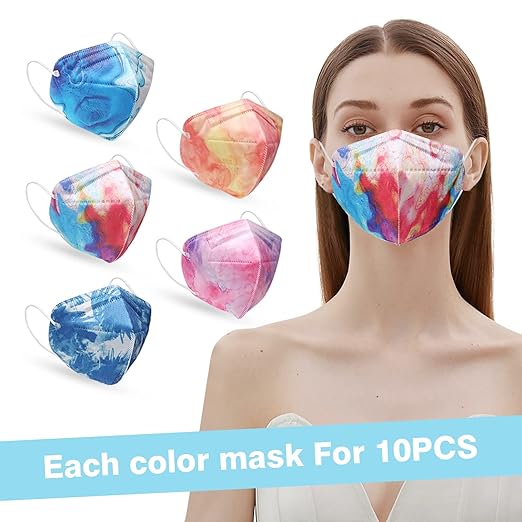 50 Pcs KN95 Face Maks for Audlts (Tie Dye)