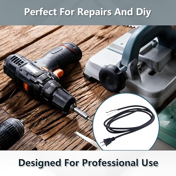 2 Pack 18AWG 6 Foot Power Tool Cord Supply Cable Replacement for Drills, Vacuums, Miter Saws,Sanders, Chop Saws, Grinders, Appliances, Motors etc Power Tools 2 Prong Polarized Plug