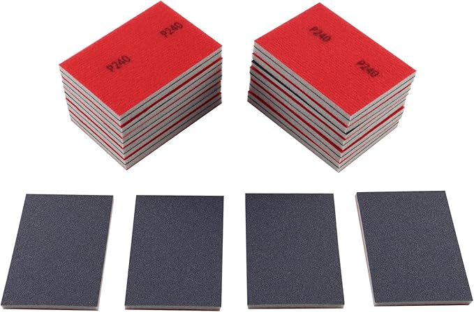 24pcs 240Grits Sanding Sponge, Wet and Dry 4"x3" Sanding Block, Reusable Sand Paper for Metal Wood Drywall Walls Stone Automotive Paint Plastic DIY(240 Grits)