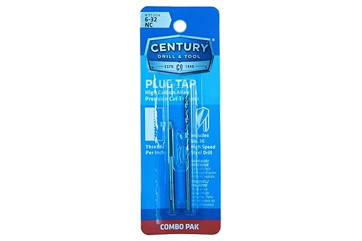 Century Drill & Tool 95304 Machine Screw Tap & Drill, 6-32NC