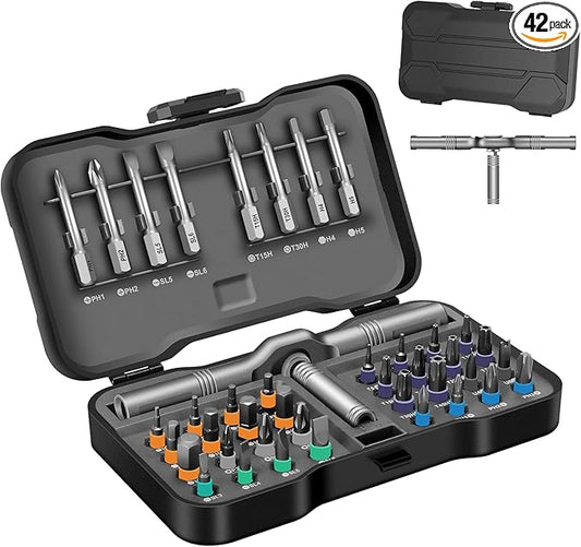 42 in 1 Magnetic Screwdriver Set, DIY Ratchet Screwdriver Set, Multi Bit Magnetic Drive Set with Detachable Ratchet Handle, Portable Compact Repair Tool Kit