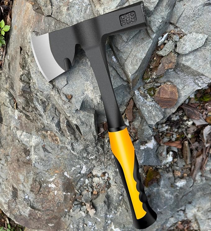 Drywall Hammer with Milled Face, 14 oz Wall Board Tool | Lightweight Hammer and Axe Combo Onepiece Steel Hammer Axes (Yellow)
