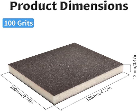 6 Pcs Sanding Sponge 100 Grits Wet Dry Sandpaper Sponges Washable & Reusable Sanding Blocks Double Sided Abrasive Sponge for Wood, Metal, Drywall & Furniture Polishing Grey
