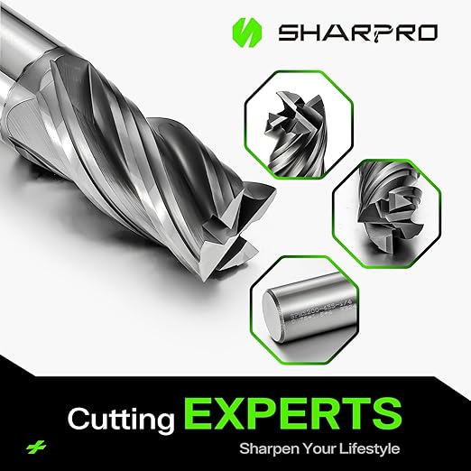 SHAPPRO 1/4 Inch Shank Carbide Square End Mill, 4 Flute CNC End Mills, Heat-Resistant Metal Endmill Suitable Alloy Steel, Stainless Steel, Various Cast Iron（5PCS）