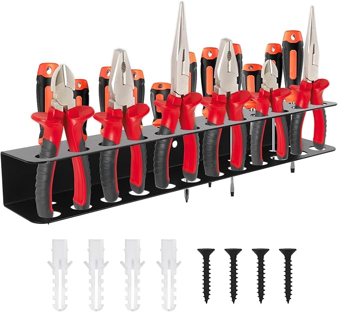 Screwdriver Organizer, Carbon Steel Screwdriver Holder, Garage Tool Organizer Wall Mount for Pliers, Wrenches & Nut Driver, Utility Storage Rack for Workspace, Workshop, Shed (12.6?섃셂/23 Holes)