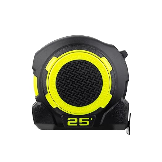 Komelon 25-Ft Retraction Control Tape Measure with Fraction Marks, Backside Printing, High Visibility Blade (TC25)