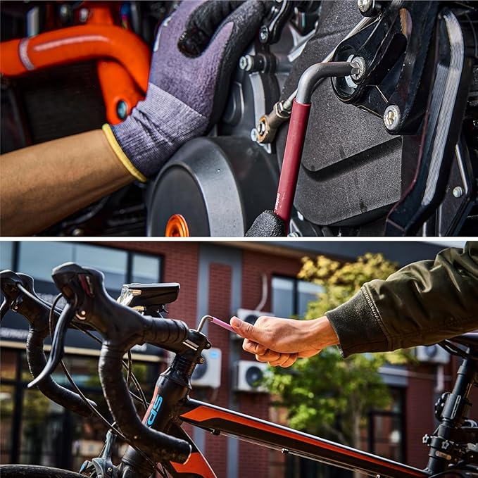 Metric Allen Wrenches Sets 9pcs, Extra Long Arm Allen Key Set with Ball End, Crafted Hex Key Set with Color Coded Sleeves, Unique Patented Holder Design for Magnetizing and Demagnetizing