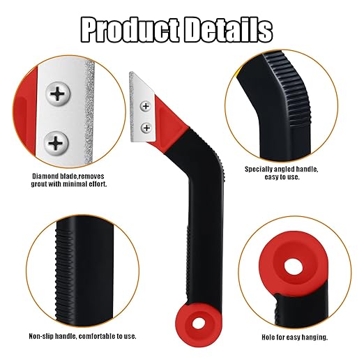 Blulu 11 Pcs Grout Float Sets Include 9.5 x 4 Inch Molded Rubber Grout Float, 6 Sponge, Angled Tile Saw with 3 Blades Replacement, Removal Tool for Masonry Stucco Drywall Concrete (Red)