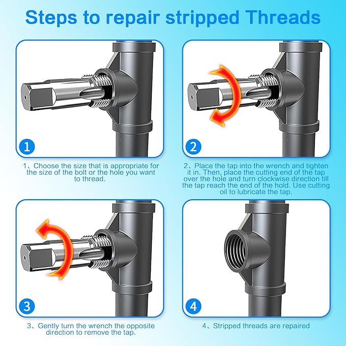 1-1/4"-11-1/2 NPT Pipe Tap, 1-1/4"-11-1/2 NPT Tap Carbon Steel Hand Threading Plumbing Tap for Accurate Threads, Assorted Plumbers Mechanics DIY Thread cutting tools.