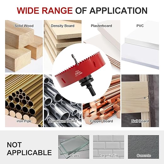 5-1/4" (133mm) Bi-Metal M42 High Speed Steel Hole Saw with Pilot Drill Bit, Smooth Cutting Edge for PVC, Drywall, Wood, Plastic, Gypsum Board, Rubber, Thin Metal