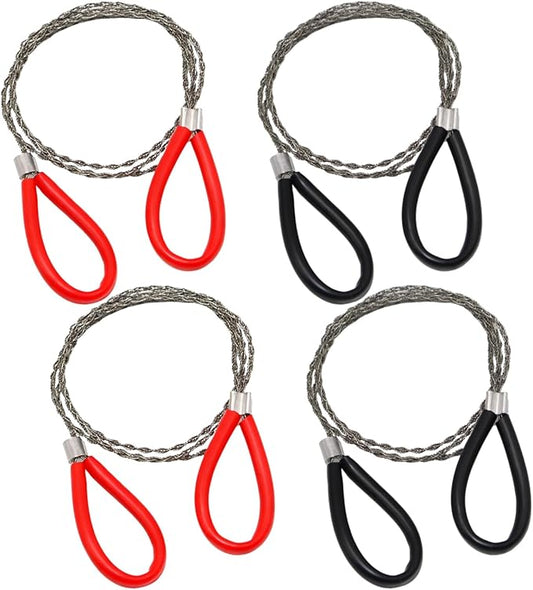 Stainless Steel Cable Saw(4 Pack),PVC Pipe Cutting Tool, Travel Chainsaw for Wood Cutting Tool, Hand Pocket String Rope Saw