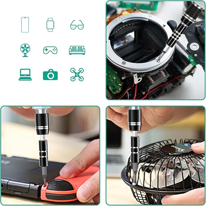 ORIA Precision Screwdriver Set, 132 in 1 Magnetic Repair Tool Kit with Case, Multi-function Manual Screwdriver Set with 108 Bits, Tweezers, Extension Rod, for Electronics, Watches, Glasses
