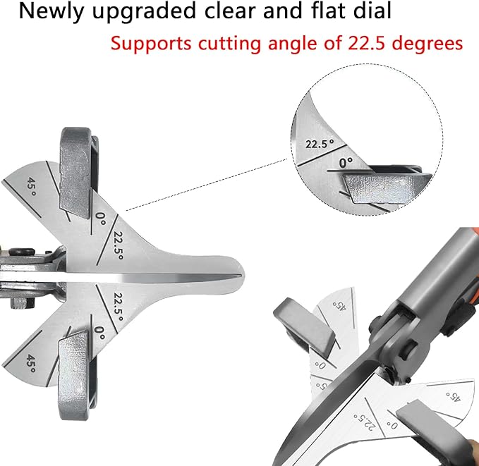 Miter Shears for Wood Trim Molding,Long Handle Quarter Round Cutting Tool with 22.5 degree,Shoe Molding Cutter Tool for Crafting,Multi Angle Shears with 2 Replacement blades
