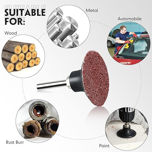 Newwiee 150 Pieces 2 Inch Sanding Discs 36 Grit Roll Lock Die Grinder Sanding Disc for Surface Prep Strip Grind Polish Finish Burr Rust Paint Removal Red