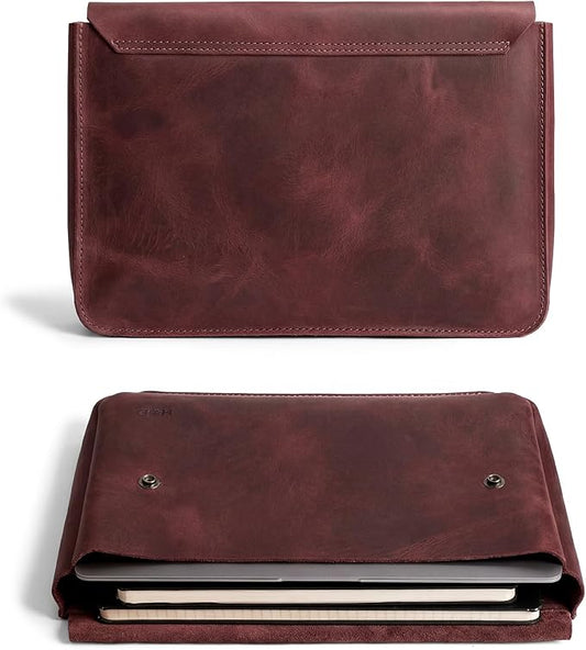 Hide & Drink, Vintage Folder Document Holder, File Case, A5 Binder, Envelope Portfolio, Full Grain Leather, Handmade, Sangria