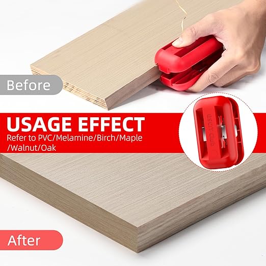 GSCIT Club Banding Trimmer with Tungsten Carbide Blades, Hand Planer Edge Bander for Burrs, Wood Chamfering Fillet Scraper, Edge Banding Cutter for PVC ABS Melamine (Red)