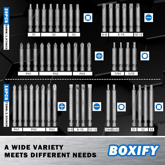 208-Piece Professional Screwdriver Bit Set, 1/4" Hex Shank Chrome Vanadium Steel Driver Bit Set, Includes Security Bits, Nut Driver and Bit Holder