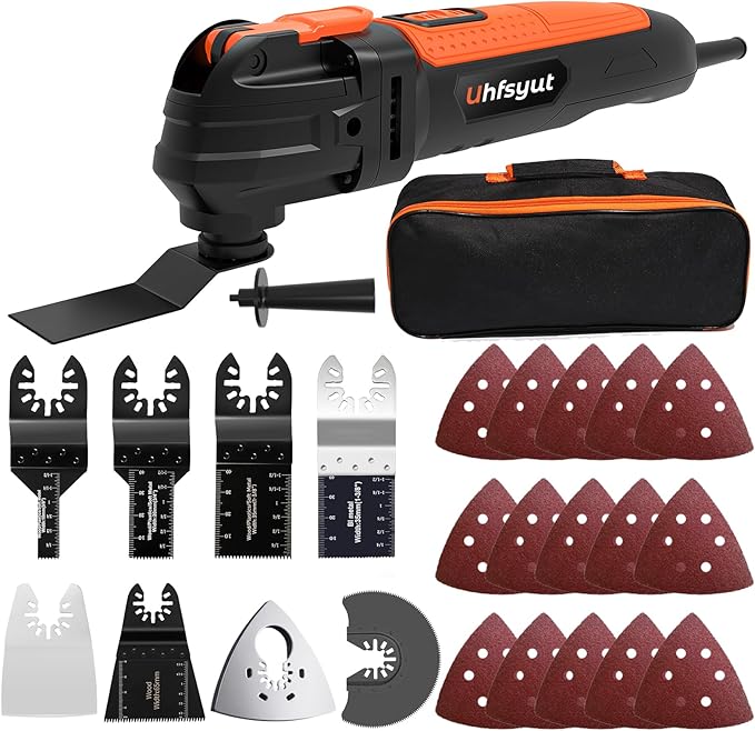 6-Speed Oscillating Multi-Tool with 23pc Kit & Storage Case | Quick-Change Blades for Wood/Metal/PVC | Includes Sanding Disc, Scraper, 15 Sandpapers