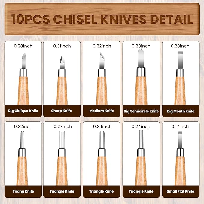 38 in-1 Wood Carving Kit, Wood Carving Tools with 13PCS Whittling Knife & Paint Set & Carpenter's Pencil & Basswood Blocks Etc, Wood Carving Kit for Beginners