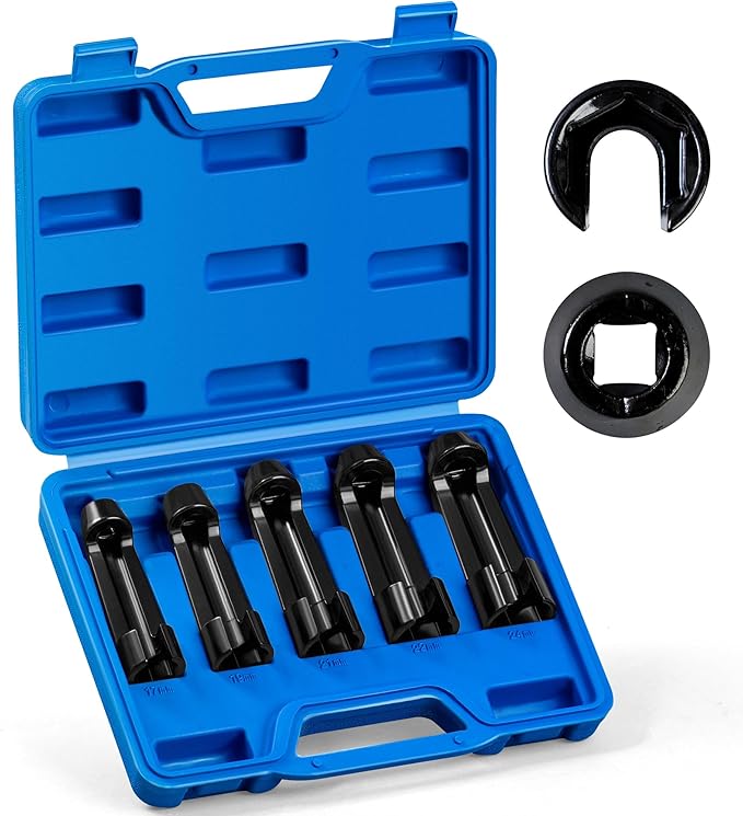 5pcs 12090 Line Socket Set, Fuel Injection Flare Nut Socket 17mm 19mm 21mm 22mm 24mm,Compatible with 12090 Fuel Line Socket Tool, for Audi, VW, BMW, Ford, Cummins Engines