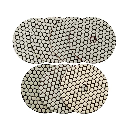 SHDIATOOL 5 Inch Dry Diamond Polishing Pads Set of 7 Pieces for Granite Marble Quartz