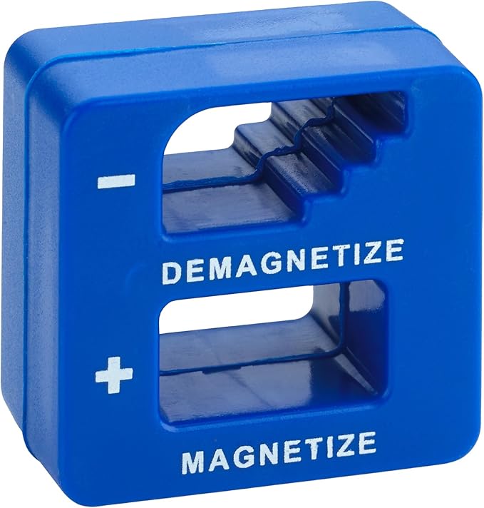 Demagnetizer and Magnetizer for Screwdrivers Tips, Bits, and Small Tools, Large or Big Screws, Drills, Drill Bits, Sockets, Nuts, Bolts, Nails and Precision Construction Tools - Blue