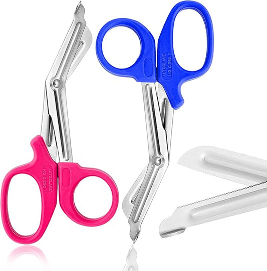 NEW PREMIUM GRADE 2 PCS (PINK & BLUE) PARAMEDIC UTILITY BANDAGE TRAUMA EMT EMS SHEARS SCISSORS 5.5 INCH STAINLESS STEEL A+ QUALITY