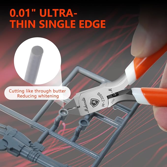 Model Nippers Ultra Thin Single Blade Gundam Nippers Sprue Cutter Hobby Nippers, Model Kit Nippers for Plastic Gunpla Model Building with Protective Cover Spring (Classic Orange)