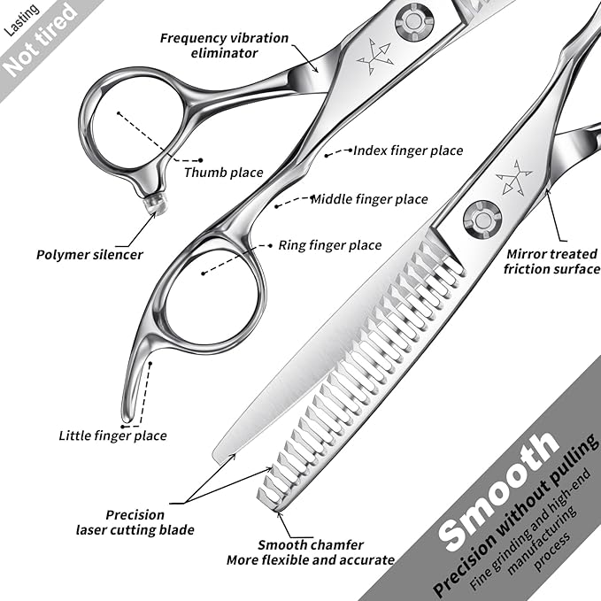High-end Professional Hair Cut Thinning Scissors Hair Cutting Teeth Shears Barber Hairdressing Texturizing Scissor Extremely Very Sharp 6 Inch Stainless Steel Alloy For Men Women Salon& Home