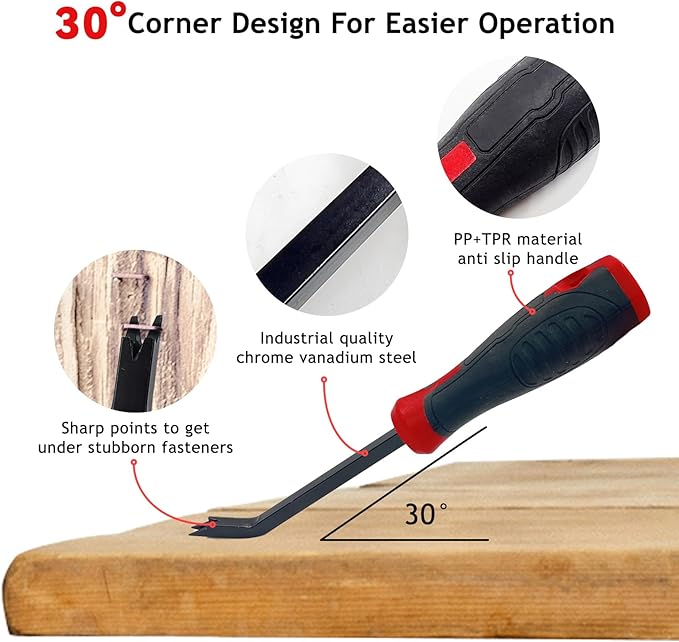 Daily Treasures 3Pcs Nail Pullers Set, Multi-Functional Nail Extractor Tool, Adjustable magnetic suction rod and Heavy-Duty Nail Puller Pry Bar for Removing Nail and Staple on Furniture, Floor, Wooden