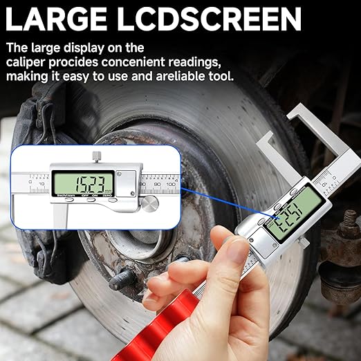 Digital Outside Groove Caliper, Disc Brake Rotor Micrometer, Digital Vernier Calipers Measuring Tool for Disc Brake, Brake Measuring Tool wtih Caliper- Inch/Metric Conversion (2 Inch/50mm)