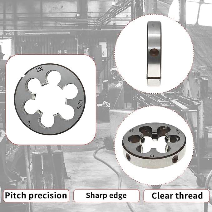 Lzcdelyxiao 1 3/16"- 16 Right Hand Die 1-3/16-16 TPI Nominal Diameter 1 3/16" Thread Per Inch 16 Fin Thread UNF Tolerance Grade 2B Right Hand Thread High Speed Steel HSS
