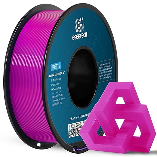 Geeetech PETG Filament 1.75mm, 1 KG (2.2lbs) Spool 3D Printer Filament, High-Toughness, 짹0.02mm Accuracy, Neatly Wound & Moistureproof, Non-Clogging Non-Stringing, Fits Most FDM Printers, Pink