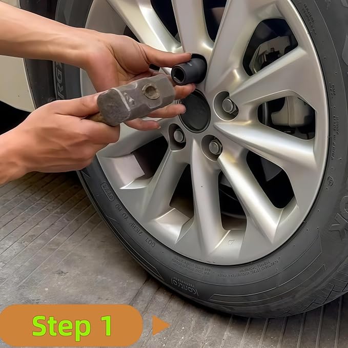 5PCS Lug Nut Removal Tool, 17/19/21/22MM Impact Bolt Extractor Set, CR-MO Steel Wheel Lock Removal Kit for Damaged/Rusted Nuts, Compatible with 1/2" Drive Impact Wrench