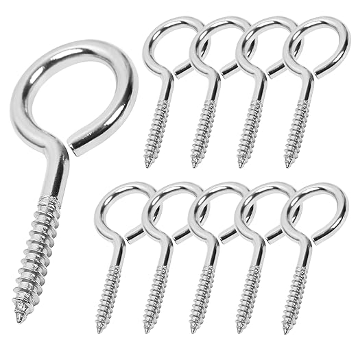 10PCS 2 inches Screw Eyes M3 304 Stainless Steel Eye Screws, Heavy Duty Screw, Eye Hooks Screw Eye Bolts Eye Hooks Screw, Indoor & Outdoor Uses (10, M3-2inch)