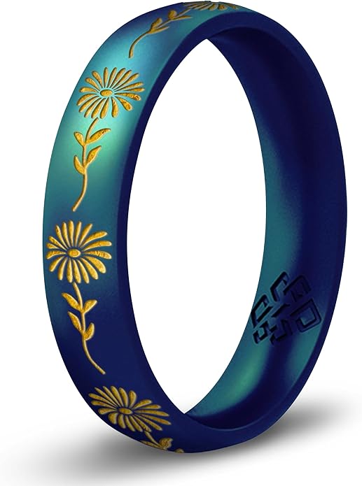 Knot Theory Birth Flower Silicone Ring for Women - 4mm Comfort Fit Wedding Band Engagement Ring