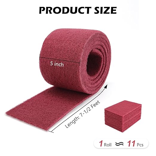 Maroon General Purpose Scuff Pads, Scuffing, Scouring Pad, Sanding, Paint Primer Prep Scratch - Surface Preparation Pad Car Auto Body Woodworking 7447-Premium, 5 Inches * 7-1/2 Feet
