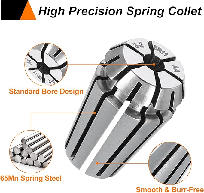 HARFINGTON Spring Collet Chuck ER11 3mm 65Mn Spring Steel Precision Router Collets for CNC Engraving Milling Lathe Tool